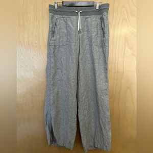 Athleta Linen Wide Leg Drawstring Pants Speckled Grey